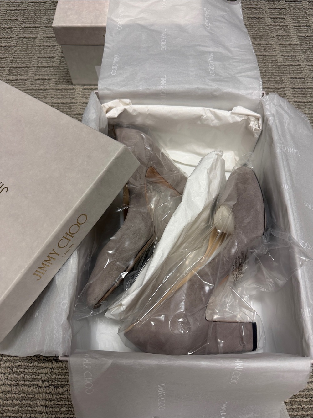 Jimmy Choo Taupe Suede Pumps - Picture 5 of 6